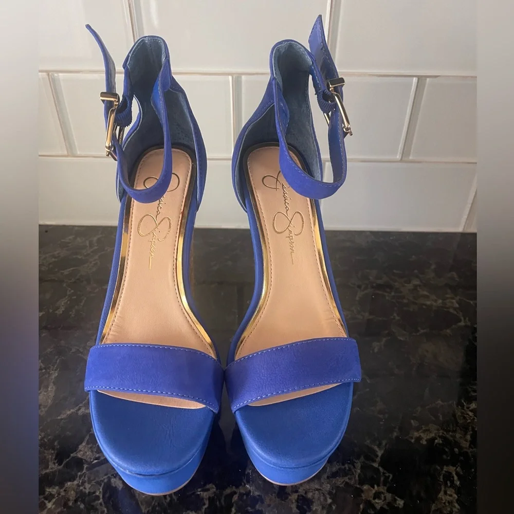Blue Espadrille Wedge Heels with Ankle Strap | Size 6 | Summer Style - Picture 2 of 4